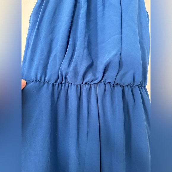 Lush Women Blue Fully Lined Polyester Halter Cinched Waist Mini Dress Size S EUC - Picture 5 of 13